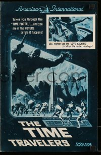 5k071 TIME TRAVELERS pressbook '64 cool Reynold Brown sci-fi art of the crack in space and time!