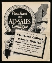 5m517 PRIVATE WORLDS English pressbook '35 Claudette Colbert, Charles Boyer, Joan Bennett, McCrea