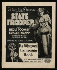 5m518 STATE TROOPER English pressbook '33 Regis Toomey, cool artwork of motorcycle policeman!