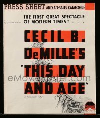 5m520 THIS DAY & AGE English pressbook '33 Cecil B. DeMille, Bickford, Cromwell, Carradine, rare!