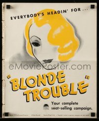 5m576 BLONDE TROUBLE pressbook '37 great different art of Eleanore Whitney & Johnny Downs!