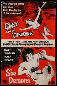 5m677 GIANT FROM THE UNKNOWN/SHE DEMONS pressbook '58 the biggest double horror-science show!
