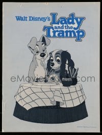 5m732 LADY & THE TRAMP pressbook R80 Walt Disney classic dog cartoon, spaghetti scene on cover!