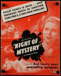 5m804 NIGHT OF MYSTERY pressbook '37 Grant Richards as detective Philo Vance is back!