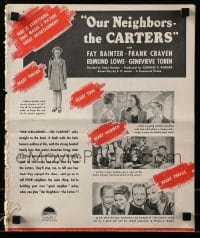 5m818 OUR NEIGHBORS - THE CARTERS pressbook '39 Fay Bainter & Frank Craven have lots of kids!
