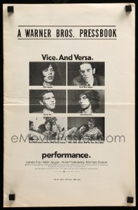 5m826 PERFORMANCE pressbook '70 directed by Nicolas Roeg, Mick Jagger & James Fox trading roles!