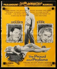 5m842 PROUD & PROFANE pressbook '56 William Holden & Deborah Kerr, romance in World War II!