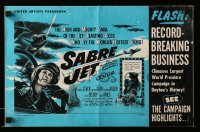 5m864 SABRE JET pressbook '53 Korean War pilot Robert Stack, smashing through the roof of the world!