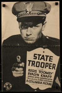5m912 STATE TROOPER pressbook '33 great super close up of cop Regis Toomey pointing gun!