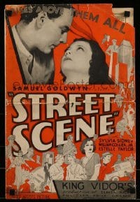 5m918 STREET SCENE pressbook '31 King Vidor classic, Hap Hadley art of Sylvia Sidney & cast, rare!