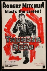 5m947 THUNDER ROAD pressbook '58 great artwork of moonshine bootlegger Robert Mitchum!