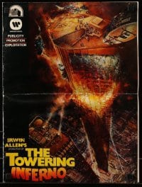5m954 TOWERING INFERNO 24pg pressbook '74 Steve McQueen, Paul Newman, art of burning building!