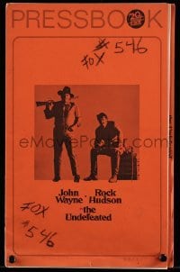5m962 UNDEFEATED pressbook '69 great Civil War cast portrait with John Wayne & Rock Hudson!