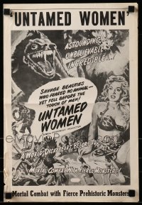 5m965 UNTAMED WOMEN pressbook R57 great art of dinosaur attacking sexy savage cave babe!