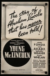 5m996 YOUNG MR. LINCOLN pressbook '39 Henry Fonda as President Abraham Lincoln, John Ford