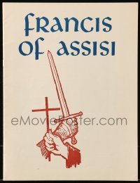 5m094 FRANCIS OF ASSISI souvenir program book '61 Michael Curtiz, young adventurer in the Crusades