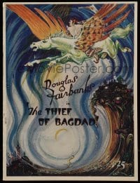 5m158 THIEF OF BAGDAD souvenir program book '24 colorful art of Douglas Fairbanks on winged horse!