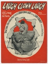 5m036 LAUGH CLOWN LAUGH sheet music '28 great image of Lon Chaney in clown makeup, the title song!