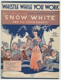 5m004 SNOW WHITE & THE SEVEN DWARFS sheet music '37 Disney cartoon classic, Whistle While You Work