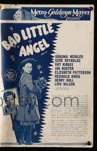 5m505 BAD LITTLE ANGEL English pressbook '39 Virginia Weidler with dog, Guy Kibbee, Gene Reynolds