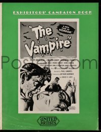 5m523 VAMPIRE English pressbook '57 John Beal, it claws, it drains blood, cool monster art!