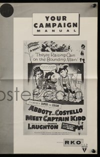 5m531 ABBOTT & COSTELLO MEET CAPTAIN KIDD pressbook R60 pirates Bud & Lou with Charles Laughton!