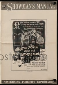 5m532 ABBOTT & COSTELLO MEET THE INVISIBLE MAN pressbook '51 art of Bud & Lou with the monster!