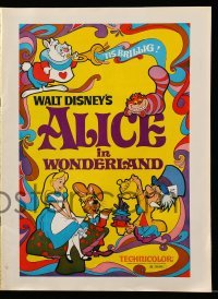 5m538 ALICE IN WONDERLAND pressbook R74 Walt Disney Lewis Carroll classic, psychedelic art!