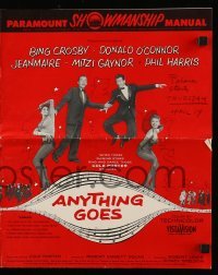 5m544 ANYTHING GOES pressbook '56 Bing Crosby, Donald O'Connor, songs by Cole Porter!