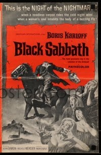5m572 BLACK SABBATH pressbook '64 Boris Karloff in Mario Bava's I Tre volti Della Paura!