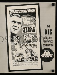 5m574 BLOB/DINOSAURUS pressbook '64 great close up of Steve McQueen, plus art of T-Rex w/girl!