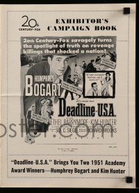 5m626 DEADLINE-U.S.A. pressbook '52 newspaper editor Humphrey Bogart, best journalism movie ever!