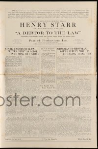 5m629 DEBTOR TO THE LAW pressbook 1919 real life outlaw Henry Starr, The Man Who Stole a Million!