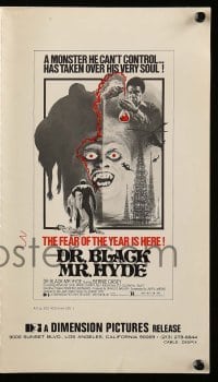 5m645 DR BLACK MR HYDE pressbook '76 Bernie Casey, Rosalind Cash, African-American sci-fi horror!