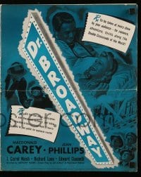5m646 DR. BROADWAY pressbook '42 Macdonald Carey is a doctor who helps show people & solves crimes!