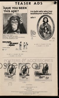 5m657 ESCAPE FROM THE PLANET OF THE APES pressbook '71 meet Baby Milo who has Washington terrified!