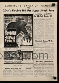 5m676 GHOST DIVER/ABOMINABLE SNOWMAN OF THE HIMALAYAS pressbook '57 2-bill for super-shock fans!