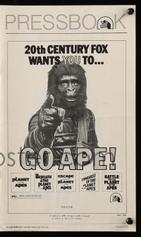 5m682 GO APE pressbook '74 5-bill Planet of the Apes, great Uncle Sam parody image!
