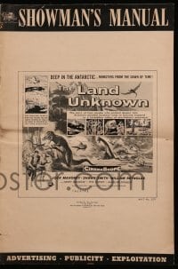 5m735 LAND UNKNOWN pressbook '57 paradise of hidden terrors, great art of dinosaurs by Ken Sawyer!