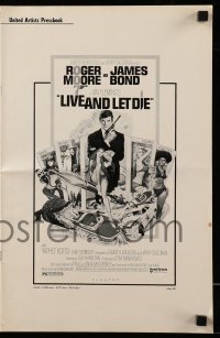 5m743 LIVE & LET DIE pressbook '73 Roger Moore as James Bond, art by Robert McGinnis!