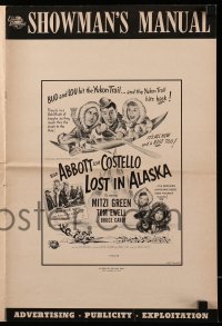 5m747 LOST IN ALASKA pressbook '52 artwork of Bud Abbott & Lou Costello falling on ice!