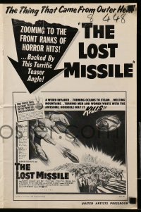 5m748 LOST MISSILE pressbook '58 horror of horrors from outer Hell comes to burn the world alive!