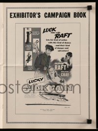 5m755 LUCKY NICK CAIN pressbook '51 great noir art of George Raft with gun & sexy Coleen Gray!