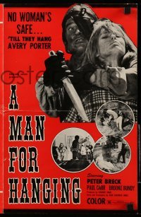 5m764 MAN FOR HANGING pressbook '73 no woman is safe until they hang Peter Breck!