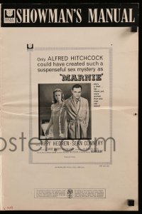 5m771 MARNIE pressbook '64 Sean Connery & Tippi Hedren in Alfred Hitchcock's suspenseful mystery!