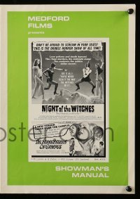 5m806 NIGHT OF THE WITCHES/DR FRANKENSTEIN ON CAMPUS pressbook '70 sexy horror double-bill!