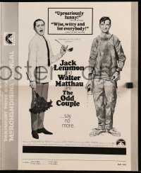 5m811 ODD COUPLE pressbook '68 McGinnis art of best friends Walter Matthau & Jack Lemmon!