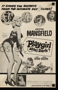 5m834 PLAYGIRL AFTER DARK pressbook '62 full-length art of sexy Jayne Mansfield!