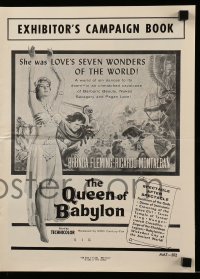 5m843 QUEEN OF BABYLON pressbook '56 art of sexy Rhonda Fleming, love's seven wonders of the world!