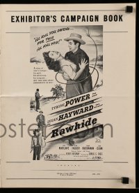 5m846 RAWHIDE pressbook '51 Tyrone Power & pretty Susan Hayward in western action!
